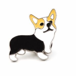 Black, White & Tan Corgi Enamel Pin – Cute Dog Lapel Pin